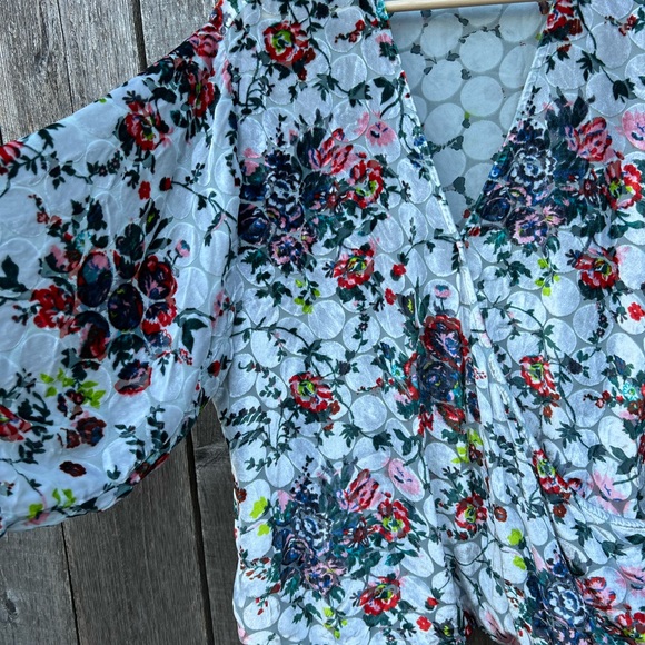 Maeve ANTHROPOLOGIE Velvet Floral Wrap Blouse - Picture 3 of 4